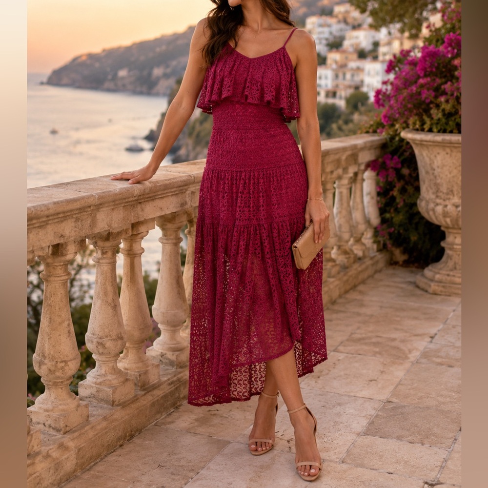 Foxiedox by Anthropologie size medium dark pink midi/maxi dress